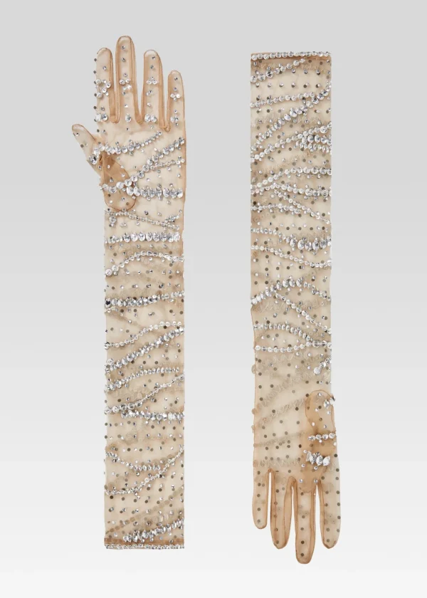Accessories*Retrofete Lyric Embellished Gloves Tannin