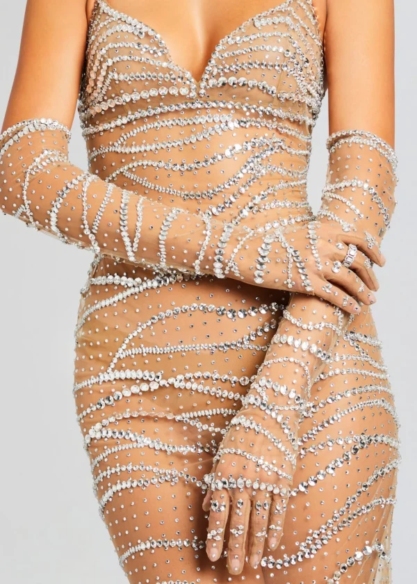 Neutral Moments*Retrofete Lyric Embellished Gloves Tannin