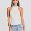 Guest Of*Retrofete Maci Embellished Knit Bodysuit White