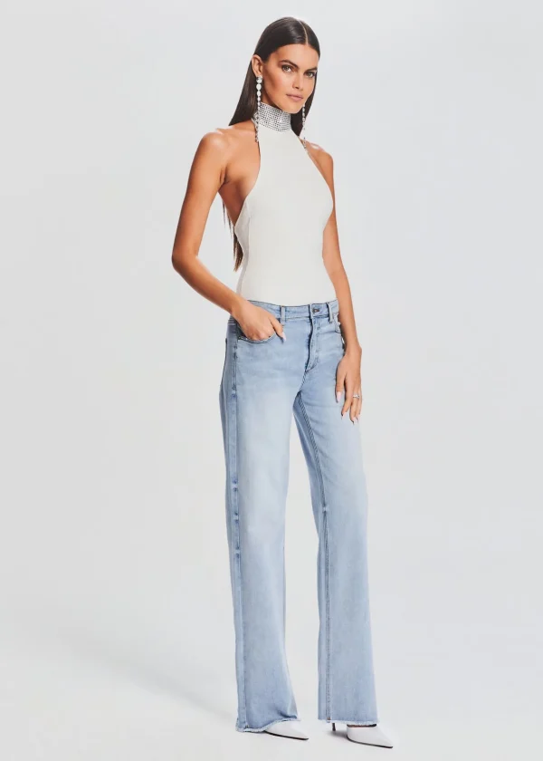 The Destination Bride*Retrofete Maci Embellished Knit Bodysuit White