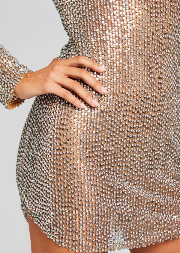 Mini*Retrofete Malaya Sequin Embellished Dress Silver/Tannin
