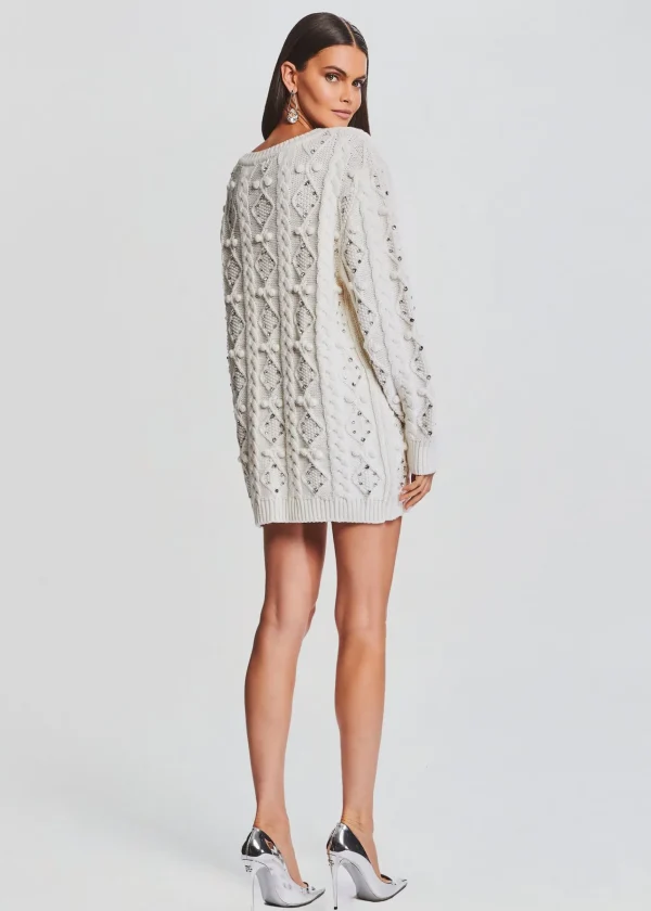 RETROFÊTE*Retrofete Maple Embellished Sweater Dress Ivory