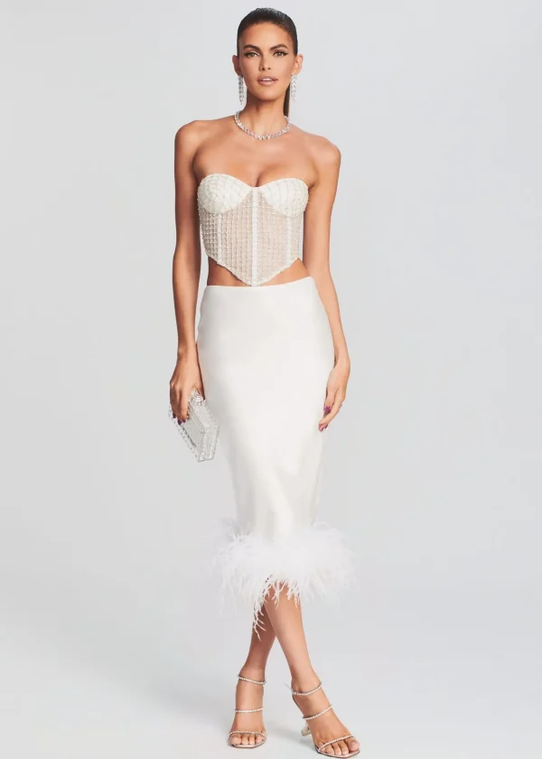 Honeymoon Looks*Retrofete Margery Embellished Bustier Top White