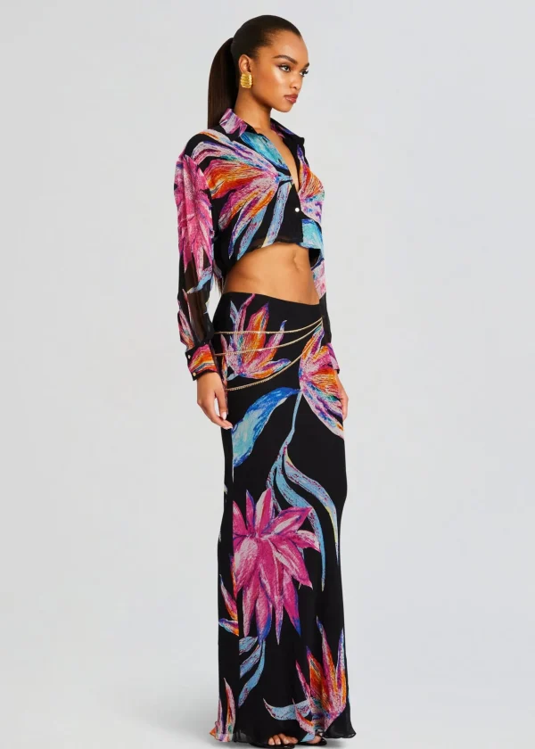 Tropical Hues*Retrofete Margo Maxi Skirt Black