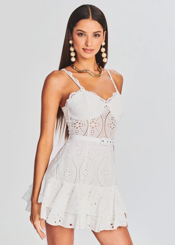 Honeymoon Looks*Retrofete Marianne Short Dress White Fruition