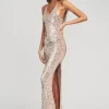 The Destination Bride*Retrofete Marie Sequin Crochet Dress Rose Gold