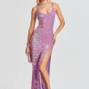 RETROFÊTE*Retrofete Marie Sequin Crochet Dress Iridescent Lilac/Pink