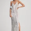 RETROFÊTE*Retrofete Marie Sequin Crochet Dress White/Silver