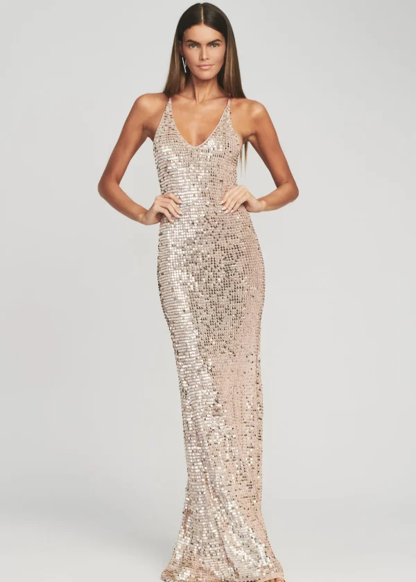 RETROFÊTE*Retrofete Marie Sequin Crochet Dress Rose Gold