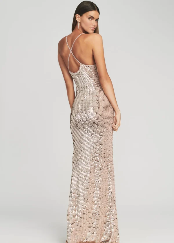 Honeymoon Looks*Retrofete Marie Sequin Crochet Dress Rose Gold