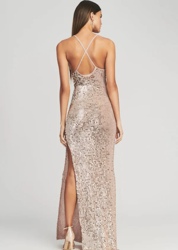 Honeymoon Looks*Retrofete Marie Sequin Crochet Dress Rose Gold