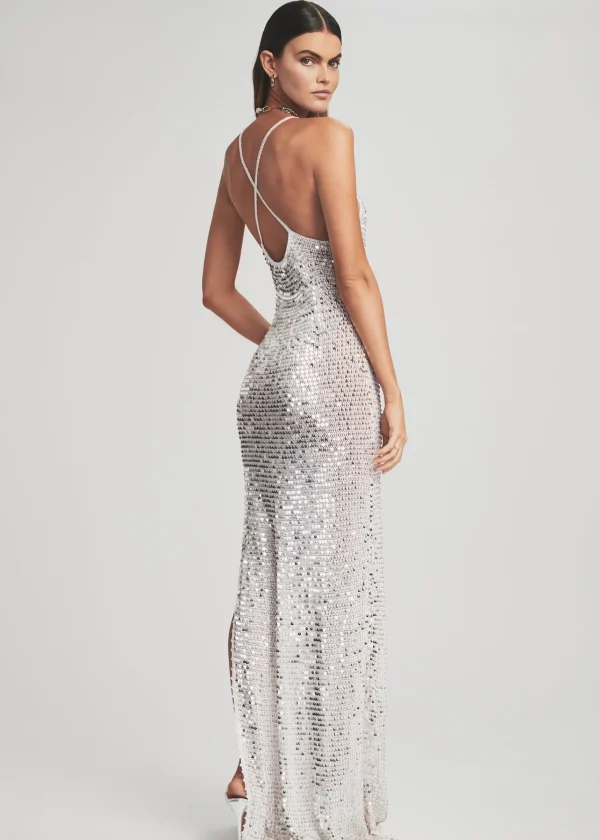 Dresses*Retrofete Marie Sequin Crochet Dress White/Silver