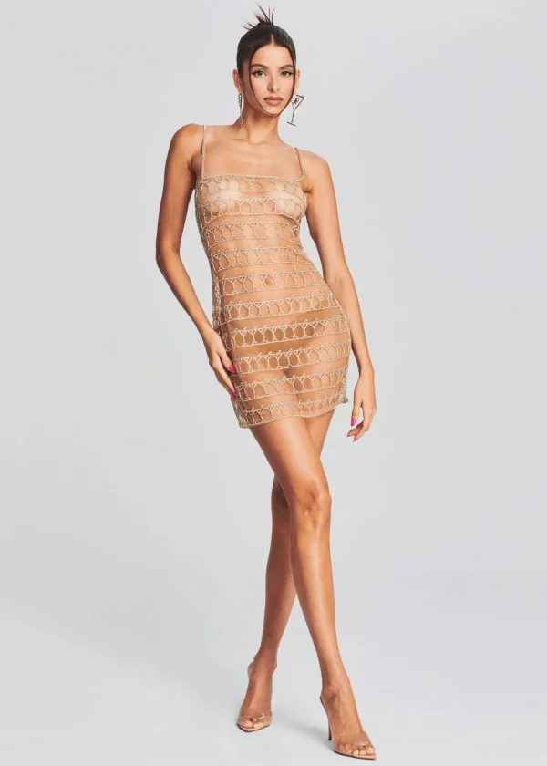 RETROFÊTE*Retrofete Marilia Crystal Dress Nude/Silver
