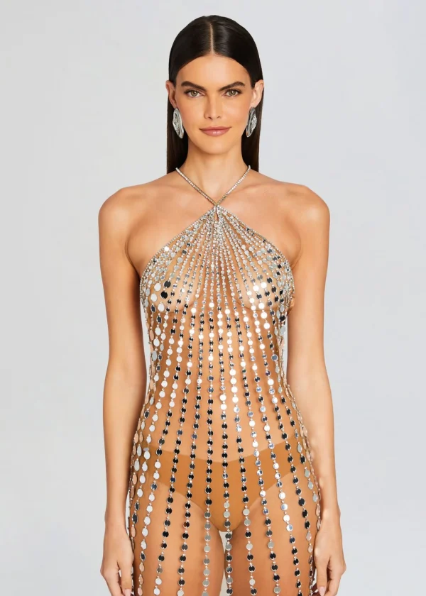 Sheer Bliss*Retrofete Maris Embellished Dress Tannin