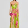 Gowns*Retrofete Marisol Silk Dress Lime Anthurium