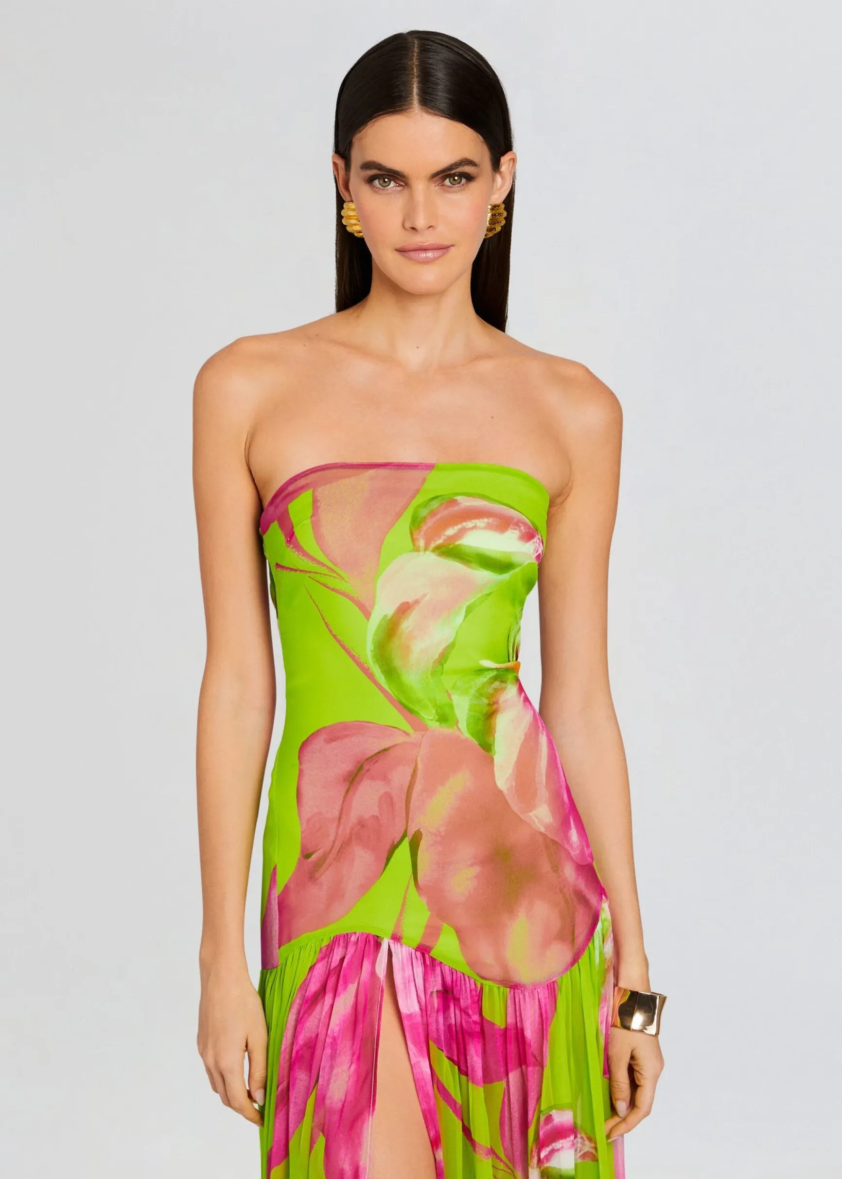 marisol_silk_dress_1-2.webp RETROFÊTE*Retrofete Marisol Silk Dress Lime Anthurium