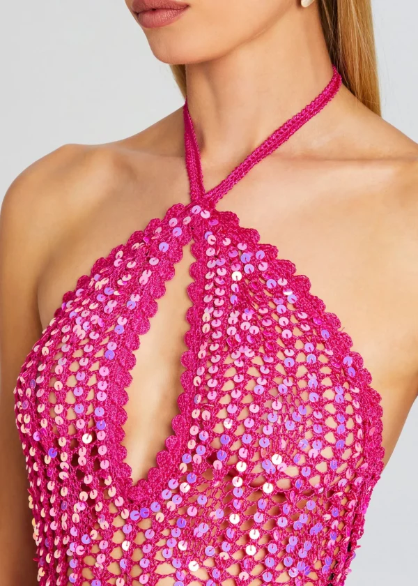 Spring Knits*Retrofete Massie Sequin Crochet Dress Paradise Pink