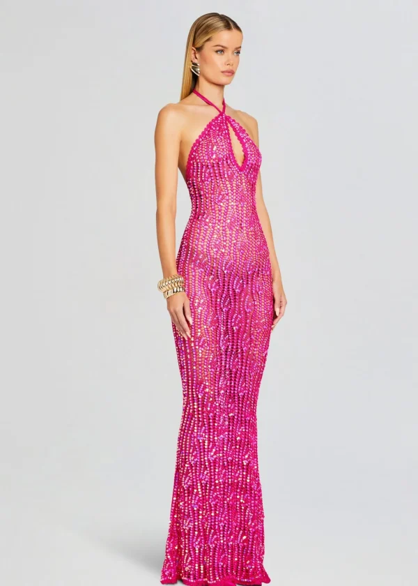 Subtle Shimmer*Retrofete Massie Sequin Crochet Dress Paradise Pink