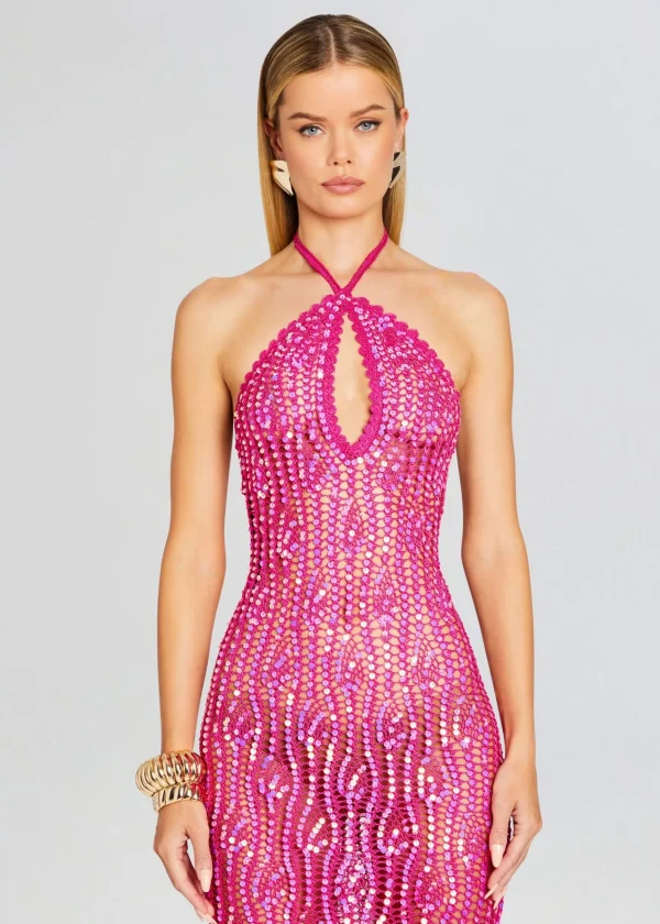 Trending*Retrofete Massie Sequin Crochet Dress Paradise Pink