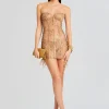 Neutral Moments*Retrofete Matilda Embellished Lace Dress Tannin