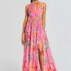 Tropical Hues*Retrofete Megan Long Dress Pink Floral