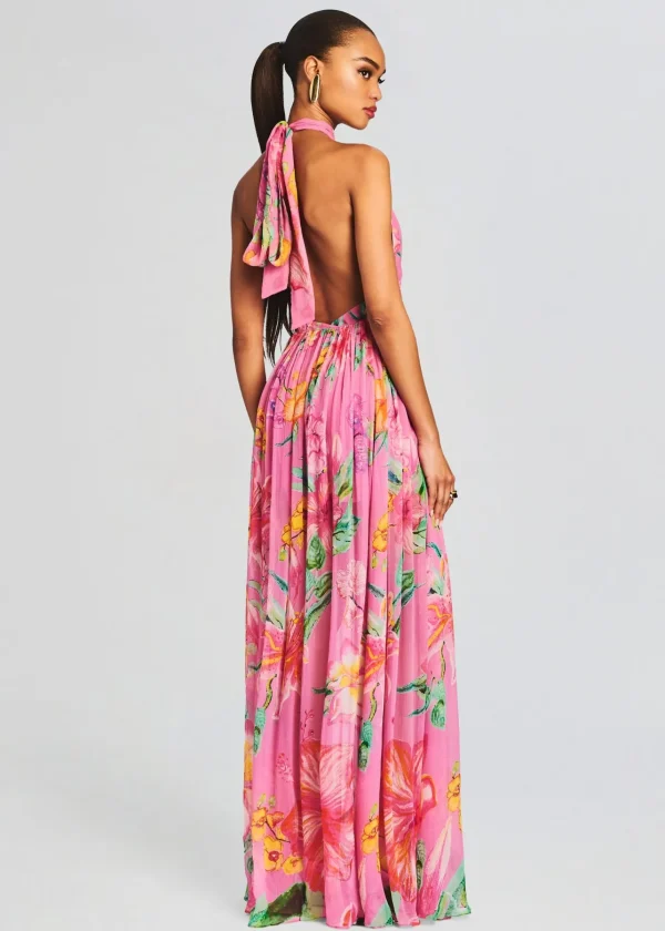 Tropical Hues*Retrofete Megan Long Dress Pink Floral
