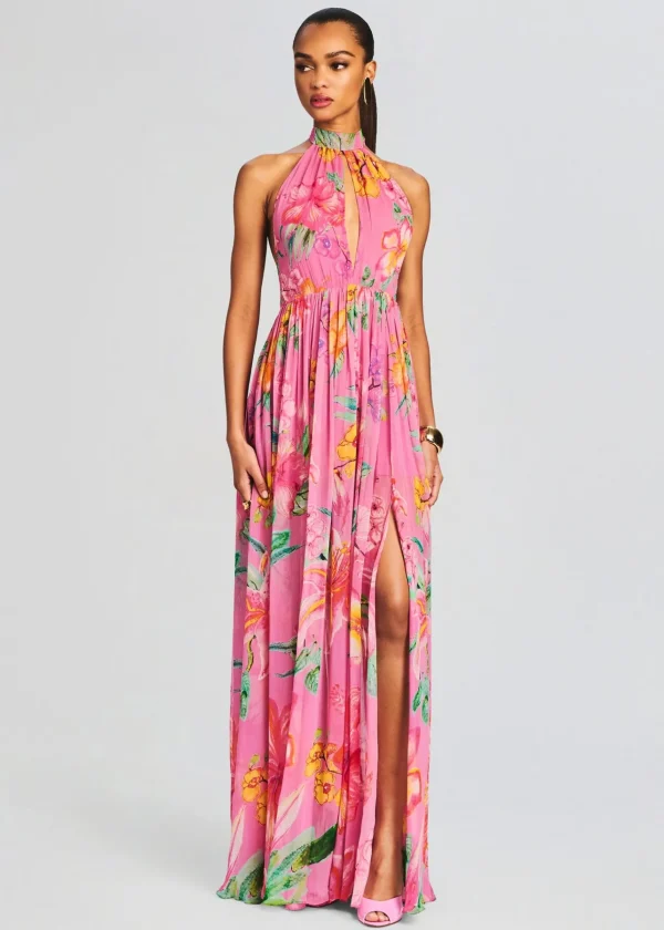 Tropical Hues*Retrofete Megan Long Dress Pink Floral