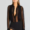 Business Chic*Retrofete Meghan Panelled Silk Blouse Black