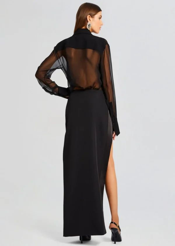 Coming Soon*Retrofete Meghan Panelled Silk Blouse Black