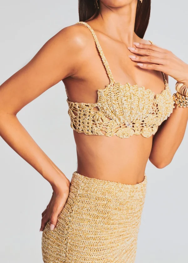 RETROFÊTE*Retrofete Melody Crochet Top Gold