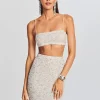 Bridal Shower*Retrofete Mera Sequin Top Silver White