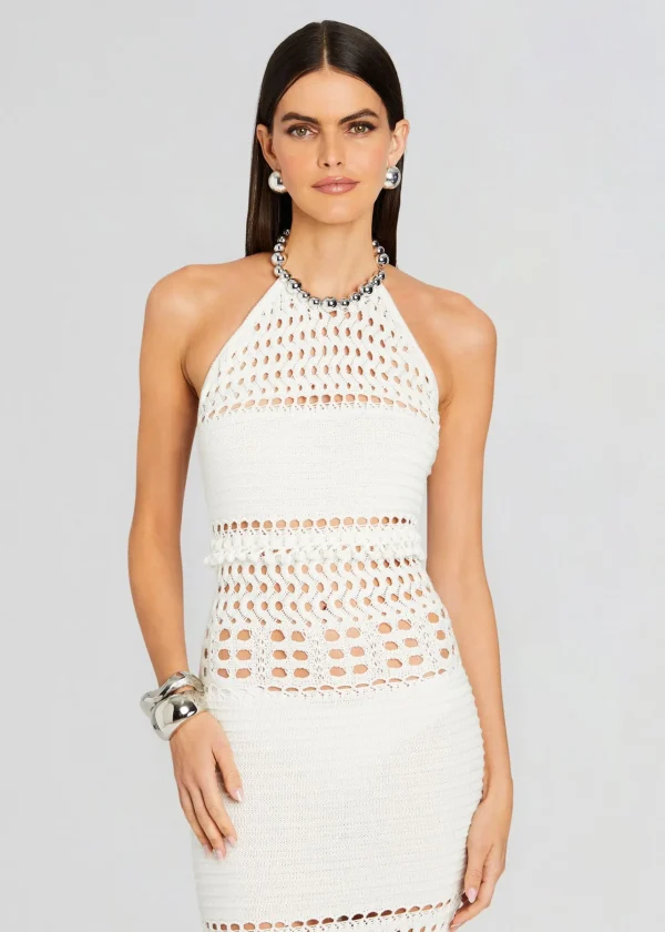Exclusively Ours*Retrofete Mesa Knit Crochet Dress Iridescent White