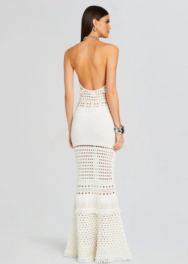 Guest Of*Retrofete Mesa Knit Crochet Dress Iridescent White