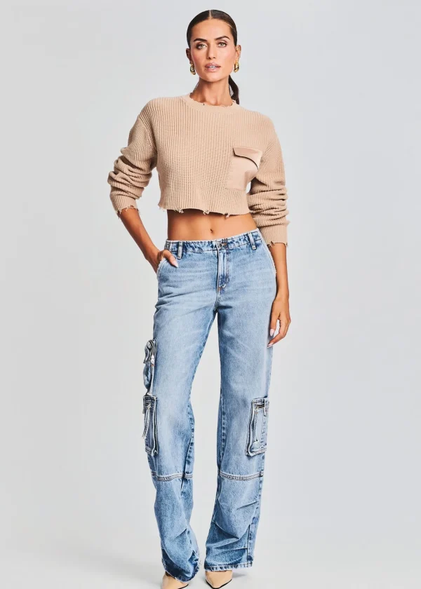 Tops*Retrofete Mid Cropped Devin Sweater Tan