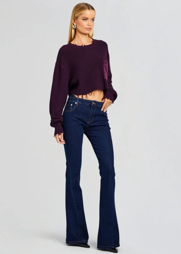 Tops*Retrofete Mid Cropped Devin Sweater Eggplant