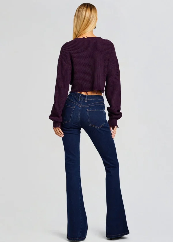 Tops*Retrofete Mid Cropped Devin Sweater Eggplant