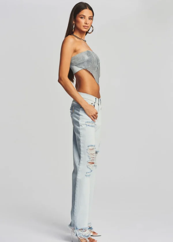 Final Sale*Retrofete Milos Embellished Chainmail Top Romano Denim