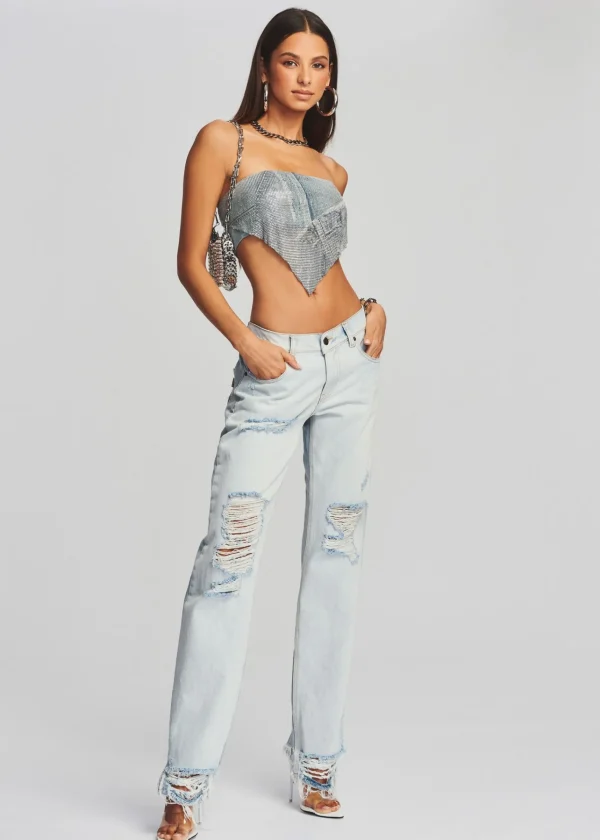 Final Sale*Retrofete Milos Embellished Chainmail Top Romano Denim