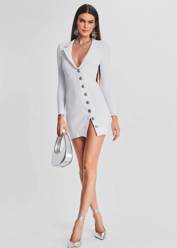 Honeymoon Looks*Retrofete Mimi Rib Knit Dress White