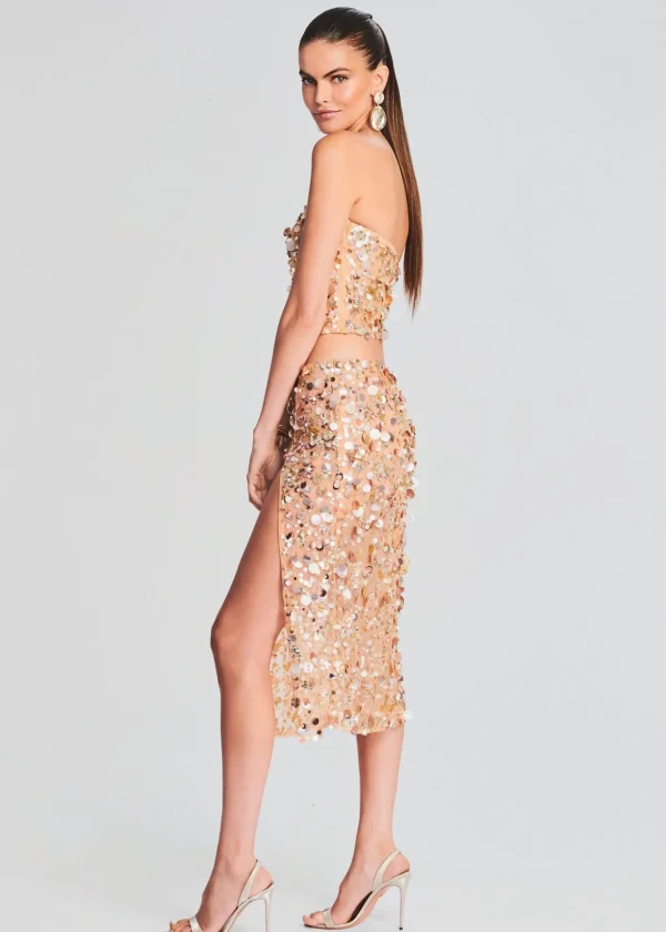 Bachelorette Party*Retrofete Mirage Embellished Skirt Gold Seashell