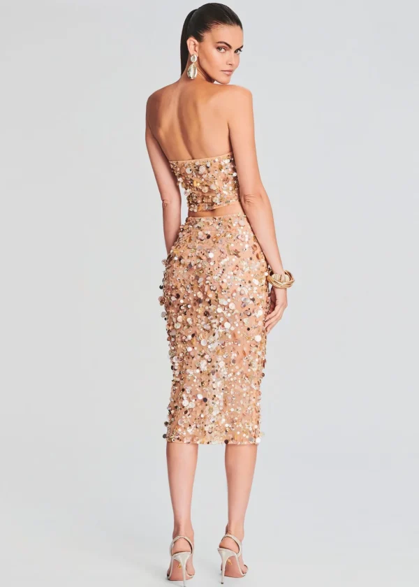 Bottoms*Retrofete Mirage Embellished Skirt Gold Seashell