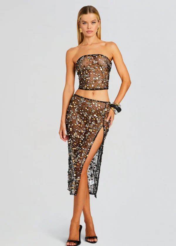 Guest Of*Retrofete Mirage Embellished Skirt Black/Gold