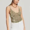 Honeymoon Looks*Retrofete Molly Sequin Crochet Top Sage