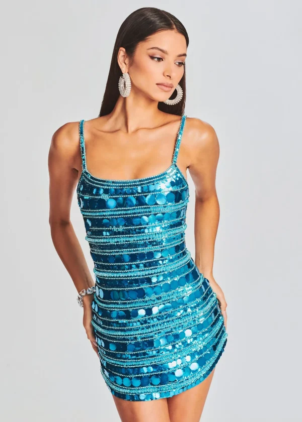 Coming Soon*Retrofete Monae Sequin Dress Aqua Blue