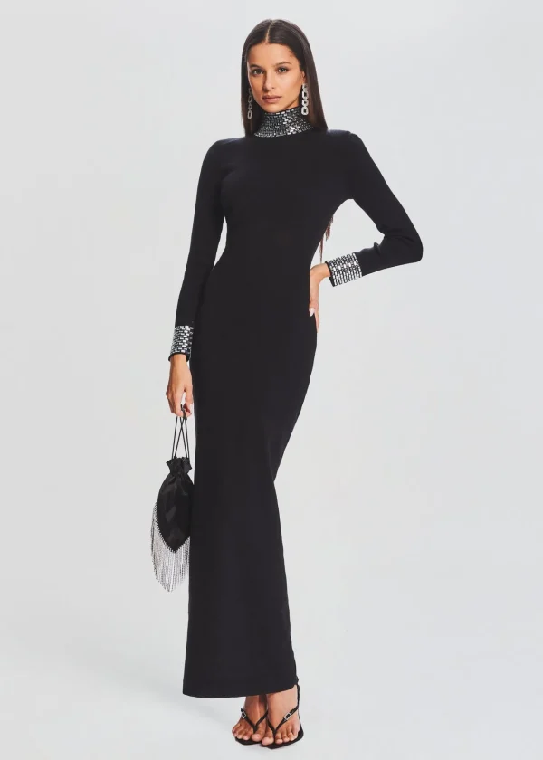 RETROFÊTE*Retrofete Monroe Embellished Knit Dress Black