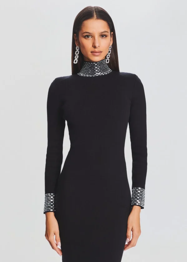 RETROFÊTE*Retrofete Monroe Embellished Knit Dress Black
