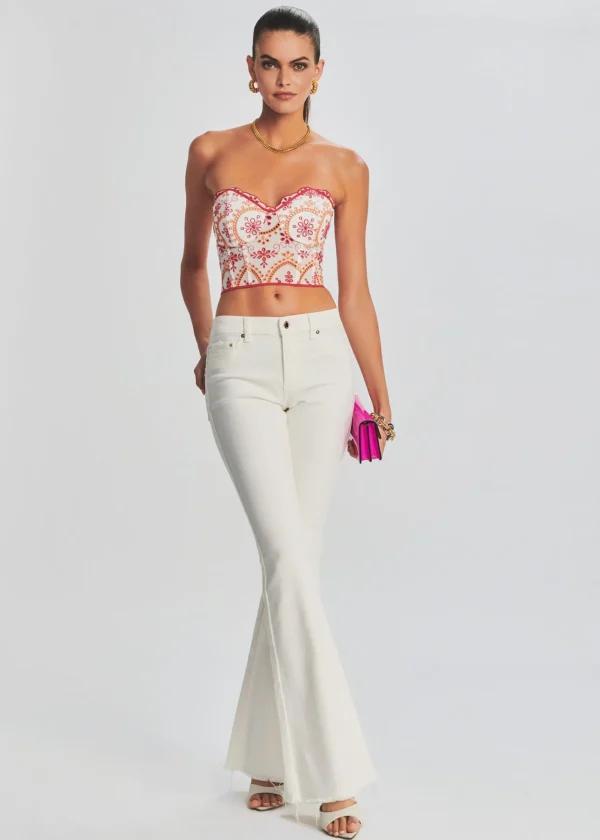 Bottoms*Retrofete Moore Mid Rise Flare Jean Washed White