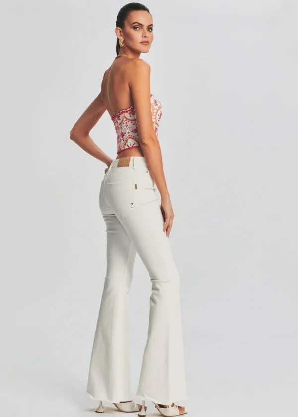 Bachelorette Party*Retrofete Moore Mid Rise Flare Jean Washed White