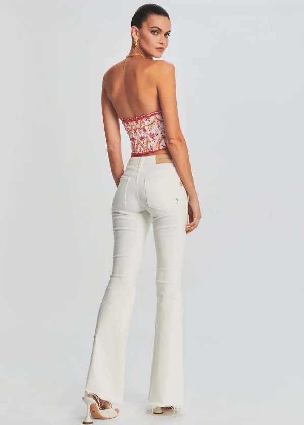 Bottoms*Retrofete Moore Mid Rise Flare Jean Washed White