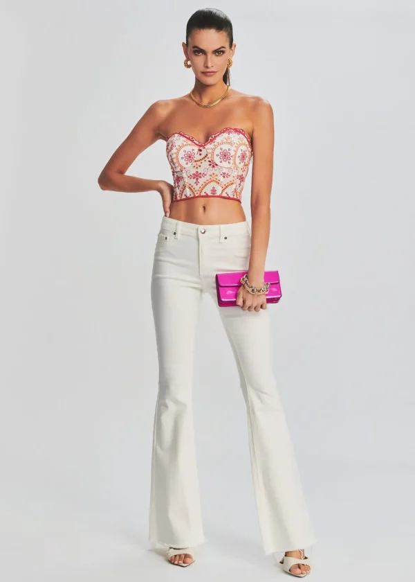 Bachelorette Party*Retrofete Moore Mid Rise Flare Jean Washed White